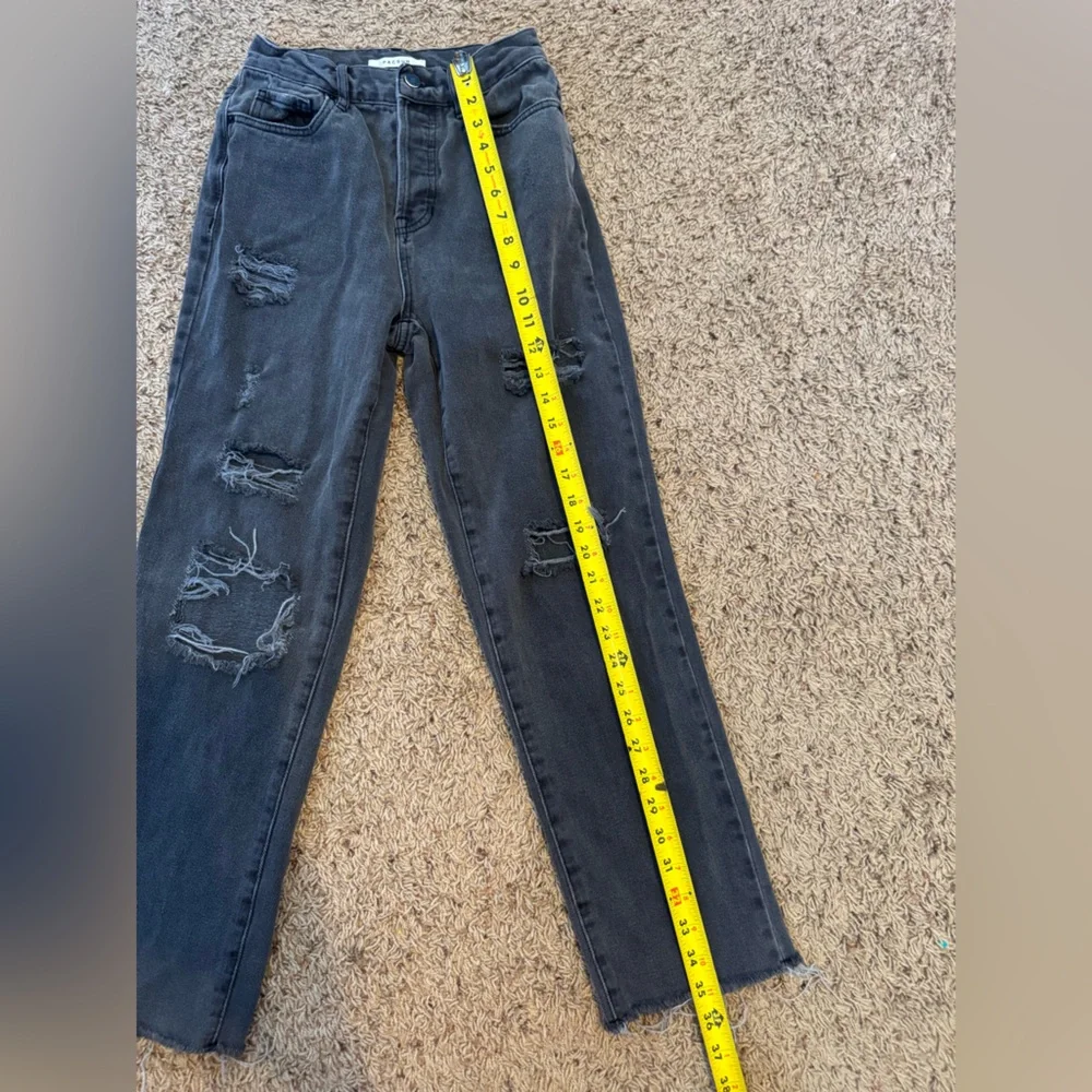 PacSun Gray Black Distressed Denim High Rise Straight Jeans Size 24